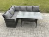 Fimous Outdoor Rattan Garden Furniture Corner Sofa Set with Rectangular Dining Table Patio Wicker Rattan Set Dark Grey Mixed