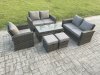 Fimous 7 Seater Rattan Outdoor Garden Furniture Sofa Set with Coffee Table 2 Small Footstool Dark Grey Mixed