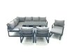 Fimous Aluminum Outdoor Garden Furniture Set Corner Sofa Big Footstool 3 Chairs Adjustable Rising Lifting Dining Table Sets Dark Grey