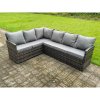 High Back Dark Mixed Grey Rattan Corner Sofa Set Outdoor Furniture Rectangular Dining Table 6 Seater