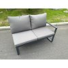 Fimous Aluminum Outdoor Garden Furniture Single Arm 2 Seater Sofa With Seat And Back Cushion Left Side Dark Grey
