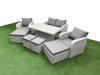 Fimous 8 PCs Rising Dining Table Set Reclining Chair Inclining Love Sofa Seat 2 Big Footstool 2 Small Stool Light Grey