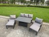 Fimous 8-Piece Aluminium Garden Furniture Sets 7 Seater Outdoor Sofa Set with Adjustable Rising Lifting Dining Table 2 Chairs 2 Small Footstools 2 Side Tables