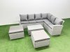 Fimous Garden Outdoor PE Rattan Furniture Set 8 Seater Rattan Garden Sofa Set with Oblong Coffee Table Light Grey Mixed