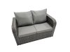 Fimous 8 Seater Garden Outdoor Rattan Furniture Set Rattan Sofa Oblong Dining Table with 2 Big Stools Dark Grey