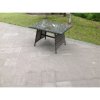 Fimous Dark Grey Mixed Rattan Dining Table Garden Furniture With Clear Tempered Glass