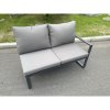 Fimous Aluminum Outdoor Garden Furniture Corner Sofa Chair Footstools Adjustable Rising Lifting Dining Table Sets Dark Grey Black Tempered Glass 9 Seater