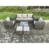 Fimous Wicker Rattan Garden Furniture Sofa Set with Armchair Square Coffee Table 2 Small Footstools Dark Grey Mixed