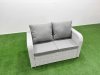 Fimous PE Rattan Garden Furniture Set Adjustable Chair Sofa Double Love Seat 2 Seater Sofa Lounge Set Square Coffee Table 2 Side Table Light Grey