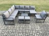 Fimous 11 Seater Patio Outdoor Garden Furniture Aluminium Lounge Corner Sofa Set with Square Coffee Table 3 Footstools Dark Grey