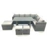 Fimous 7 Seater PE Rattan Corner Sofa Set Rectangular Dining Table Set With Seat And Back Cushion