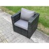 Fimous 9 Seater Wicker PE Rattan Garden Dining Set Outdoor Furniture Sofa with Patio Dining Table Armchair 2 Small Stools Dark Grey Mixed