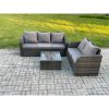 Fimous PE Rattan Garden Furniture Sets 5 Seater Outdoor Lounge Sofa Set Square Coffee Table