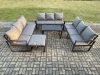 Fimous Aluminium 10 Seater Outdoor Garden Furniture Set Lounge Sofa Oblong Coffee Table Big Footstool Sets with Cushions Dark Grey