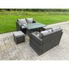 Fimous Rattan Garden Furniture Set 2 Seater Curved Arm Double Love Sofa Sofa Oblong Dining Table