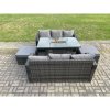 Fimous Garden Patio Furniture Wicker Rattan Gas Fire Pit Table and Sofa set with 2 Big Footstool