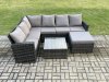 Fimous Rattan Garden Furniture Set Outdoor Lounge Corner Sofa Set With Square Coffee Table Big Footstool 7 Seater Dark Grey Mixed