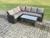 Fimous 6 Seat Rattan Garden Furniture Corner Sofa Set Outdoor Patio Sofa Table Set Dark Grey Mixed