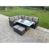 Fimous High Back Rattan Garden Furniture Corner Sofa Sets Adjustable Rising Table Dark Mixed Grey 8 seater left corner
