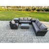 Fimous 7 Seater Rattan Outdoor Garden Furniture Sofa Set Patio Table & Chairs Set with 3 Seater Sofa Reclining Chair 3 Seater Sofa 2 Side Tables Dark Grey Mixed