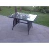 Dark Mixed Grey Rattan Garden Outdoor Sofa Set Chair Rectangular Dining Table Big Footstool 2 Small Footstools 7 Seater