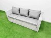 Fimous 10 Seater Garden Furniture Set PE Ratten Garden Sofa Set with Rectangular Dining Table 2 Small Stools 2 Side Tables Light Grey