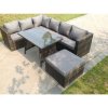 Fimous 7 Seater Grey Rattan Sofa Dining Set Table Garden Furniture Outdoor