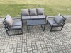 Fimous Aluminium Outdoor Garden Furniture Set Patio Lounge Sofa with Oblong Coffee Table 2 Armchairs Set Dark Grey