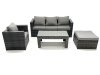 Fimous Rattan Garden Furniture Set Outdoor Lounger Sofa with Coffee Table Armchair Big Footstool Dark Grey Mixed