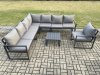 Fimous Outdoor Garden Furniture Patio Lounge Corner Sofa Aluminium Set with Square Coffee Table Chair Dark Grey