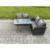 Fimous Outdoor Garden Furniture Sets 3 Pieces Wicker Rattan Furniture Sofa Sets with Rectangular Dining Table Love Sofa