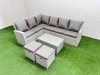 Fimous 8 Seater Garden Outdoor PE Rattan Furniture Set Rattan Garden Sofa Sets with Oblong Coffee Table Light Grey Mixed