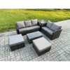 Fimous Wicker PE Rattan Garden Furniture Set 7 Seater Outdoor Lounge Sofa Set with Love Sofa Coffee Table 2 Big Footstool Side Table Dark Grey Mixed