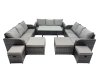 Fimous Garden Rattan Outdoor Furniture Set 13 Seater with 3 Seater Sofa 4 Stools Dark Grey