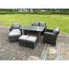 Fimous 7 Seater Grey Mixed High Back Rattan Sofa Set Dining Table Garden Furniture Outdoor