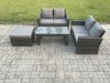 Fimous 4 Pieces Garden Furniture Sets Poly Rattan Outdoor Patio Furniture PE Wicker Furniture Set with Big Footstool Loveseat and Table for Garden Backyard Dark Grey Mixed