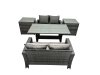 Fimous 4 Seater Wicker PE Rattan Furniture Outdoor Dining Table Double Seat Sofa 2 Side Table Set Dark Grey Mixed