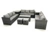 Fimous Outdoor Garden Furniture Set 11 Seater Rattan Sofa Set with Coffee Table 2 Small Footstools Side Table Dark Grey Mixed