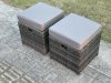 Fimous Rattan Garden Furniture Set Outdoor Lounge Corner Sofa Set With Square Coffee Table 3 Footstools 9 Seater Dark Grey Mixed