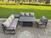 Fimous Aluminium Garden Furniture Sets,7 Seater Outdoor Sofa Dining Set with Adjustable Rising Lifting Dining Table Cushions for Yard,Poolside, Patio, Dark Grey