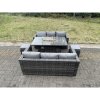 Fimous Outdoor PE Rattan Garden Furniture Gas Fire Pit Dining Table Lounge Sofa 2 PC Footstools Dark Grey Mixed Patio
