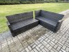 Fimous 6 Seater Wicker PE Outdoor Garden Furniture Set High Back Rattan Corner Sofa Set with Square Coffee Table