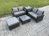 Fimous Rattan Garden Furniture Set 5 piece Patio Rattan Furniture Sofa Weaving Wicker includes 2 Double Seat Sofa, Coffee Table, Big Footstool and Side Table