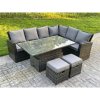 Fimous High Back Rattan Garden Furniture Corner Sofa Sets Adjustable Rising Table Dark Mixed Grey 8 seater right corner