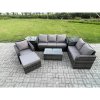 Fimous Patio Garden Furniture Sets Wicker 7 Seater Outdoor Rattan Furniture Sofa Sets with Rectangular Coffee Table Reclining Chair 3 Seater Sofa 2 Side Tables Big Footstool