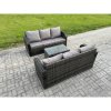 Fimous Outdoor Garden Furniture Sets 6 Seater Wicker Rattan Furniture Sofa Sets with Rectangular Coffee Table 3 Seater Sofa