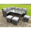 Fimous Semi-Assembled 9 Seater Rattan Garden Furniture Corner Sofa Dining Sets Outdoor Patio With 3 Stools