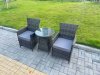 Fimous 3-Piece PE Rattan Garden Furniture 2 Seater Bistro Set for Patio Dark Grey Mixed