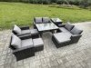 Fimous Garden Furniture Sets 9 Pieces Wicker Rattan Furniture Manual Wicker Patio Sofa Patio Conversation Set with 3 Footstools Side Table Dark Grey Mixed