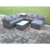 Fimous 7 Seater Rattan Corner Sofa Lounge Sofa Set With Oblong Coffee Table And Big Footstool